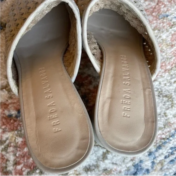Freda Salvador Cream Woven Mules with Chunky Heel - Picture 5 of 11
